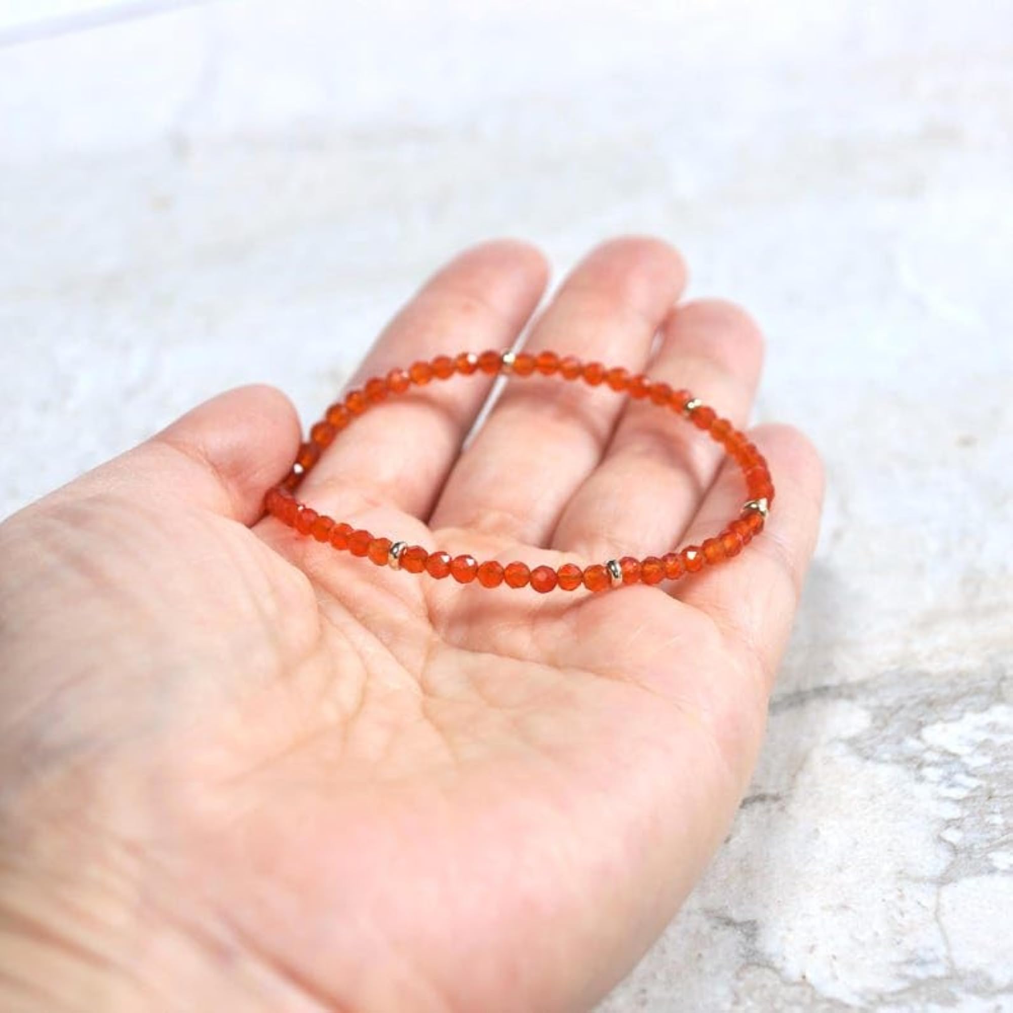 3.5mm Carnelian Bracelet for Men & Women, Adjustable