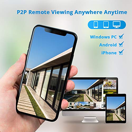 Hiseeu 5MP Wireless Pro Security Camera System with 12\" LCD Monitor and 3T HDD Outdoor Use 24/7 Recording Motion Detection Color Night Vision 2 Way Audio Expandable 10CH 8MP NVR Plug and Play - Thumbnail 3