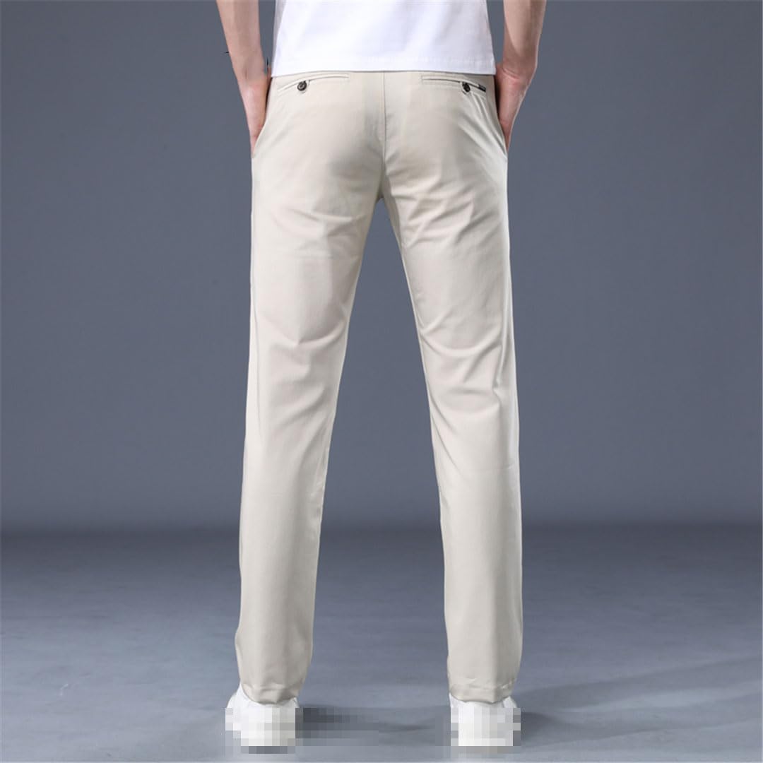 Pantalones Casuales De Ropa De Trabajo para Hombres Delgados De Verano Pantalones Elásticos Altos De Negocios