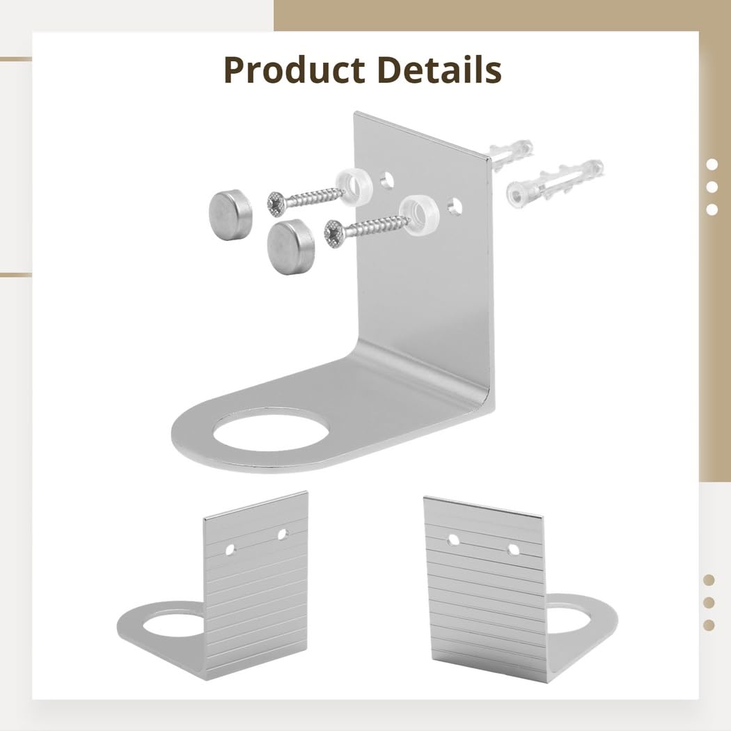 6 Stück Seifenspenderhalter zur Wandmontage, Halterungen für Shampoo und Flüssigseife, 2 mm Aluminium, mit vorgebohrten Löchern, Dübeln und Schrauben, Silber, bis 10 kg