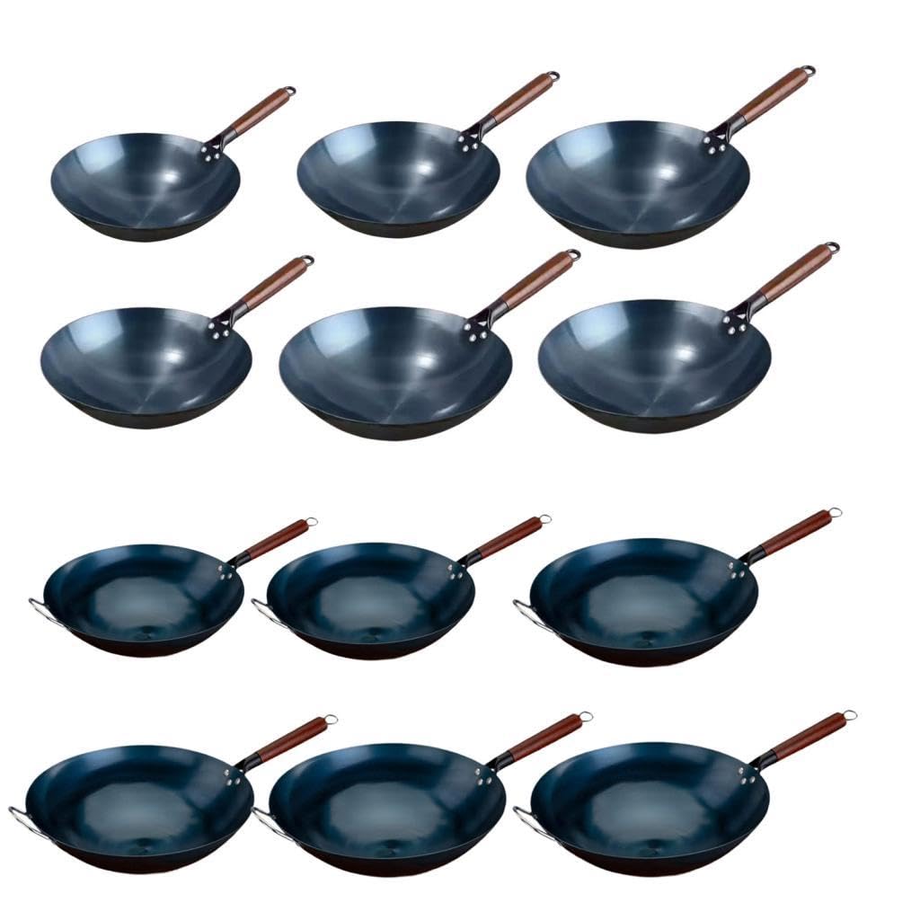 KESOTO Padella Wok Wok Antiaderente Ferro Wok Cinese per Frittate di Carne Torte Panini Pane Fritto, 30 cm