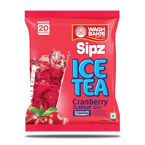 Image of Wagh Bakri Iced Tea | Instant Ice Tea Powder | Assam Tea Blend | Classy Summer Drink | Refreshing Summer Drink | No Preservatives | Enriched with Vitamin C | Easy to Make | Cranberry Flavour | 250 g