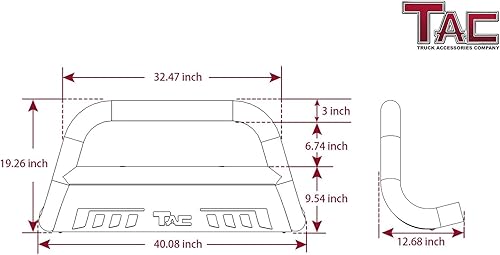 Miniatura 4 de TAC Bull Bar se adapta a Toyota Tacoma Truck Pickup 2016-2023 de 3 pulgadas con textura negra para parachoques delantero, protector de escobillas,