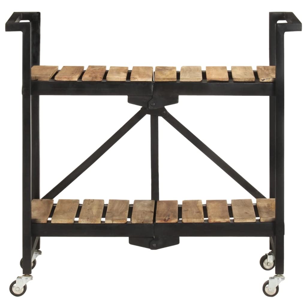 vidaXL Carrito de Cocina Carro de Servicio Doméstico Niños Garaje Estantes Almacenamiento Alimentos Bebidas Estable 87x36x81 cm Madera Maciza de Mango