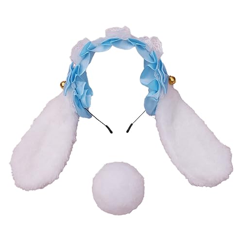 Faylay Cosplay Women Plush Furry Bunny Ears Headwear Accessory Rabbit Headband - 8-bjtlt With Tail