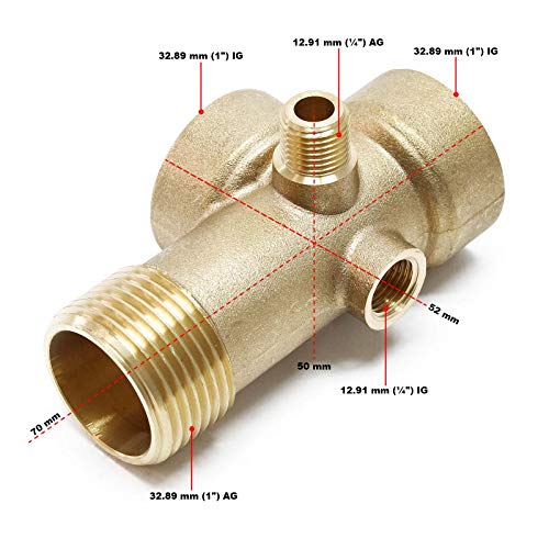 5-Port Brass Splitter Manifold Distributor 1inch 1/4" Pressure Vessel Expansion