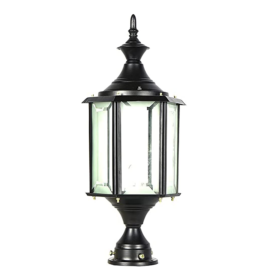 AUET Decorative Metal Glass Gate Pole Light Fogged Bright Lighting Pole Mount Lamp Exterior Fixture for Your Entrance Gate Light, Water Resistant Light, Regular Size