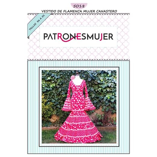 Patrón de costura vestido flamenca Canastero para hacerlo tú misma. Tutorial en vídeo para ayudarte a realizarlo. Talla 36 a la 52. Patrón multitalla en papel.