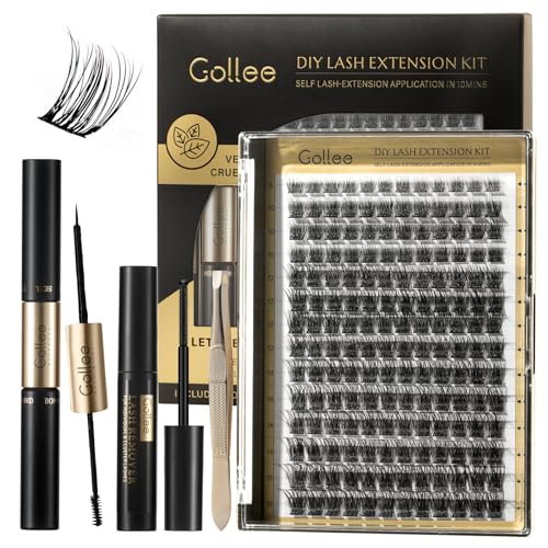 GOLLEE Pestañas Postizas Kit Pestañas Pelo a Pelo kit de pestañas postizas pelo a pelo kit extensiones de pestañas lashes pestañas kit diy lash extension kit de rollo D 8-16MM D04