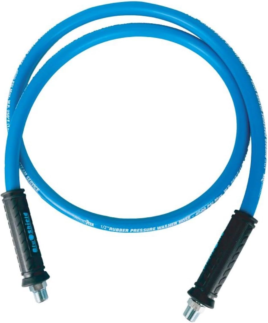 Tough-Tek TTPW1203-NM 1/2" x 3' Rubber Pressure Washing Hose: 4000 PSI, Heavy-Duty, Kevlar Reinforced, Kink-Resistant, Abrasion-Resistant, Hot & Cold Water, Commercial & Residential Use