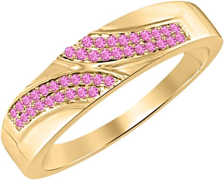 Round Cut Gemstone 14K Yellow Gold Over Plated Anniversary Band Ring for Men's.
