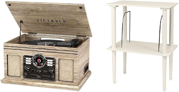 Victrola Nostalgic 6-in-1 Bluetooth Record Player & Multimedia Center + Victrola Record Stand