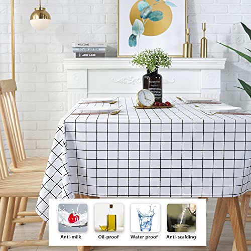 Mumulida Tablecloth 100% Waterproof Oil Proof Spill Proof Pvc Table Cloth Table Cover For Dining Table Buffet Parties And Camping Wipeable Table Cover For Outdoor And Indoor Use White, 55X78Inch #TOP1
