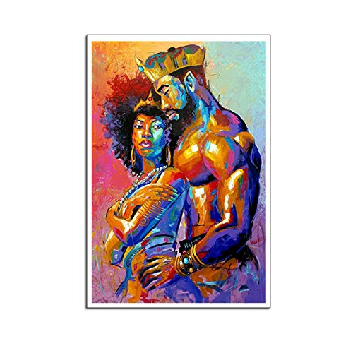 Le Roi de l'Afrique Toile Peinture Noir Personnes Royal Affiche pour Salon Décoration de La Maison Peinture Mur Art Photo / 60x80 cm-Pas de cadre Cover