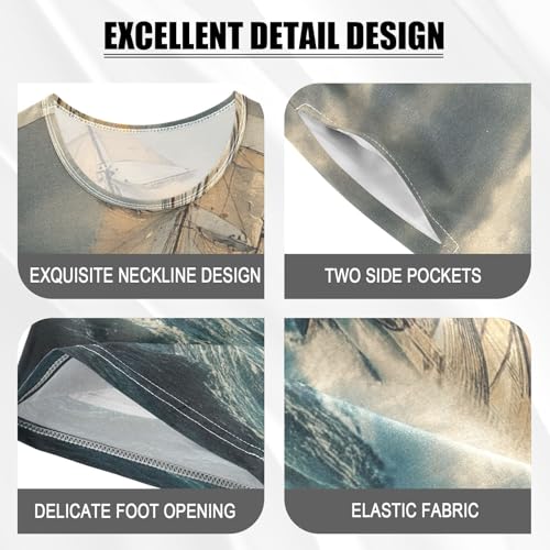 ALAZA Vintage Sailing Ship Pajama Set Short Sleeve Sleepwear Soft Lounge Nightwear4