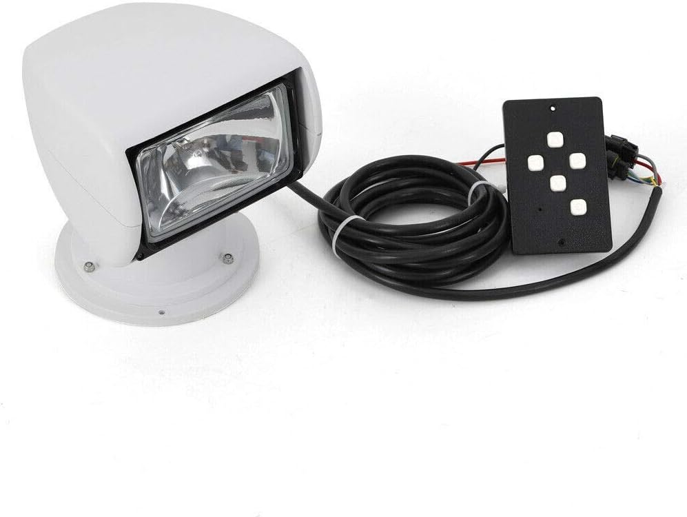 YIYIBYUS Spotlight Marine Spot Light Boat Searchlight Remote Control 12V 100W White Waterproof Spotlight 360 Degree Rotate Omnibearing Lighting for Boat Truck Car Marine (White)