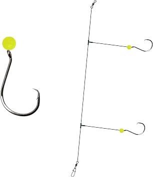 3 Pack 2/0 Bead Rig Surf Fishing Hi-Lo Double Drop Hand-Tied 30LB Mono