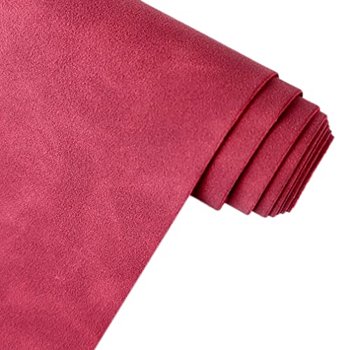 Tela de gamuza sintética suave de color rojo oscuro 30 x 135 cm piel esmerilada para manualidades