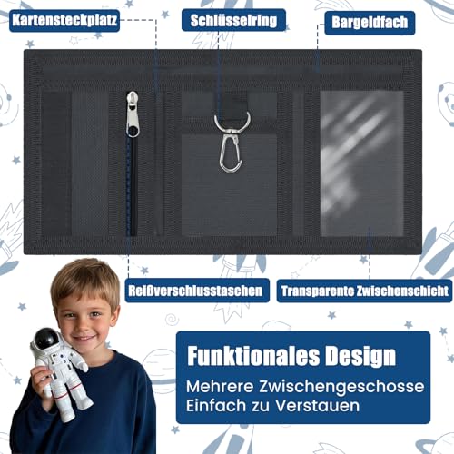 GADITIEK Brustbeutel Kinder, Portmonee Kinder Jungen Geldbeutel mit Schlüsselanhänger Fußball Geschenke, Brustbeutel Jungen für Geburtstagsgeschenk (Rakete)