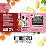 TIERLIEBHABER – Hundefutter Nass 400g 6X Rind mit Gemüse – Von Tierärzten entwickelt – Nassfutter Hund mit 91% Fleischanteil – Dog Food als Hundenassfutter 400g Dosen