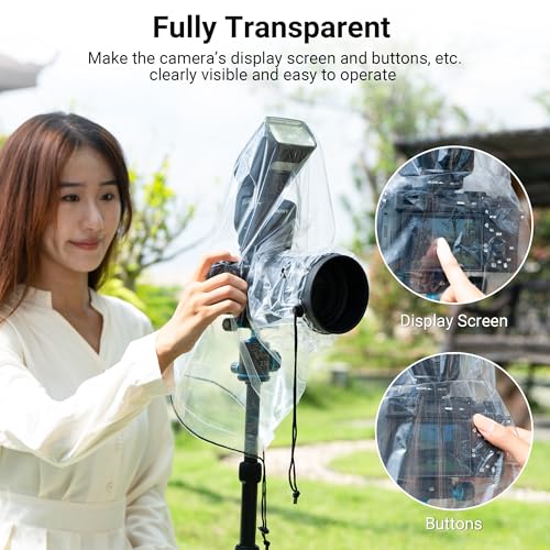 Image of 2 Pack Camera Rain Cover with Flash Clear Dust Proof Sleeve Protection for Canon EOS 4000D 1200D 90D 80D 77D 70D 5D 6D 7D Mark II R10 R7 R5 R6 Rp R Rebel T8i T7i T7 T6i SL3 SX70 SX60 HS