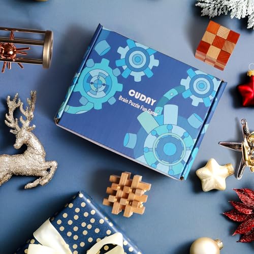 CUDNY 7 Pieces Cool Mind Puzzles Unlock Interlock Brain Teaser Games for Adults and Kids Wooden and Metal Puzzles IQ Logic Fun Box by CUDNY - Used condition - Image 4