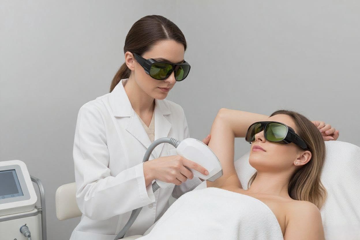 LaserPair 755/808/1064nm Laser Safety Goggles with White Frame for Alexandrite, Diode & Nd:YAG Protection, CE EN207