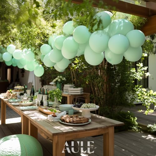 Image of AULE 50Pcs Latex 12 Inch Mint Green Balloons Pastel Green | Helium Party Happy Birthday Graduation Gender Reveal Shower Wedding Decoration