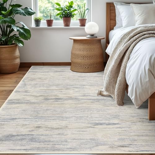 Gray Beige Neutral Multi 5x7 Modern Abstract Area Rug for Bedroom, Large Super Soft Washable Rug with Non-Slip, Non-Shedding Throw Rugs for Living Room, Indoor Door Mat for Office Home Décor