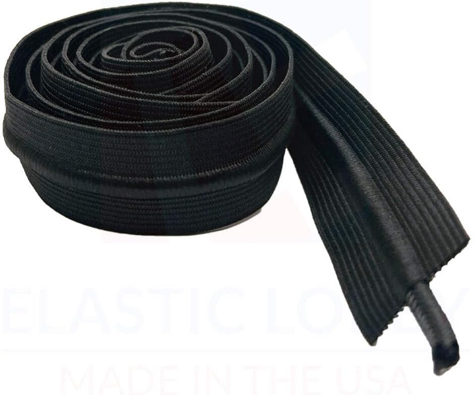 1.25" (32mm) Black Drawcord Elastic - US Made 50 Yards