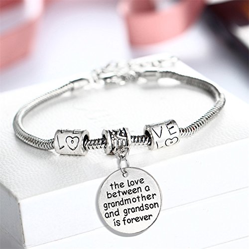 Love between a Grandmother and Grandson is Forever Engraved Charms Snake Bracelet Mother's Day Birthday Gift2
