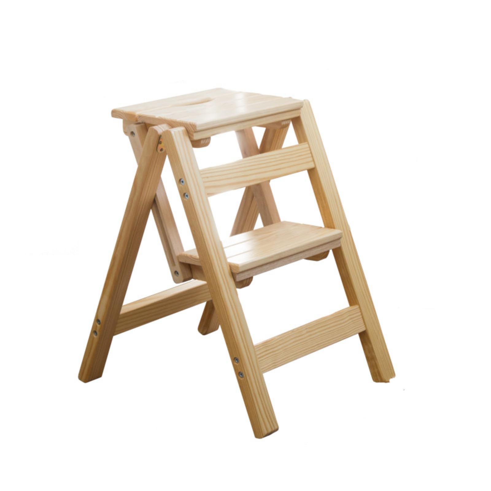 Taburete plegable de madera amarillo para organizar tu biblioteca u oficina en casa