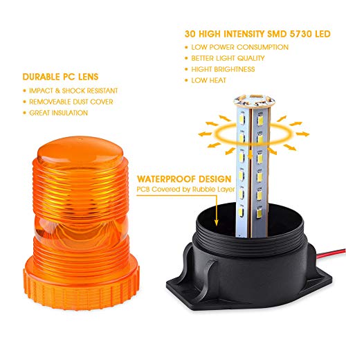 image for AT-HAIHAN Amber Emergency Hazard Warning Beacon Rooftop Strobe Light, 