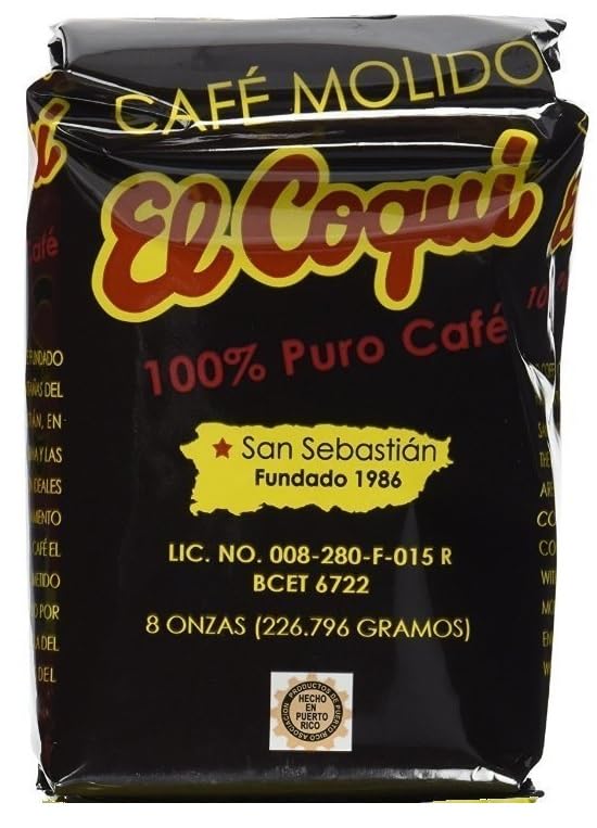 Cafe El Coqui - Puerto Rican Ground Coffee by Torrefaccion Cafe El Coqui - 2 pounds VALUE PACK (4 - 8 0z Packs)