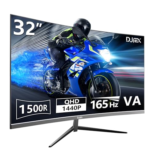 Image of 32 Inch Curved Gaming Monitor, 165Hz QHD 1440P VA Computer Screen, 1500R, 3500:1 Contrast Ratio, 98% sRGB, HDR10, Frameless Design for PC and Console Gaming, HDMI, DP, VESA