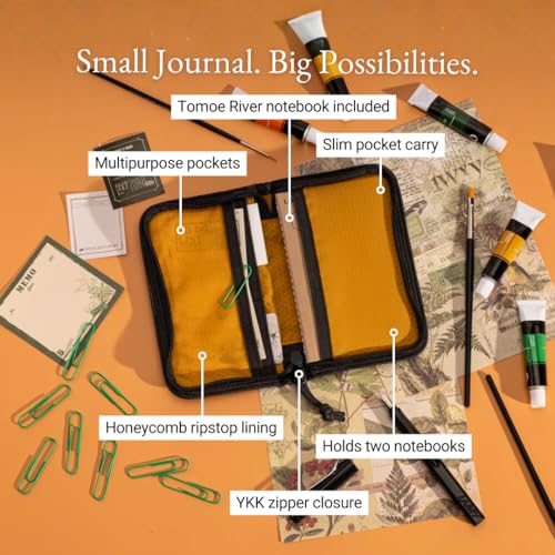 Image of LOCHBY Pocket Journal | Tomoe River 3.5 inch x 5.5 inch Notebook | Waxed Canvas | Ideal for Travelers & Daily Use, Fits Field Notes, Moleskine Cahier
