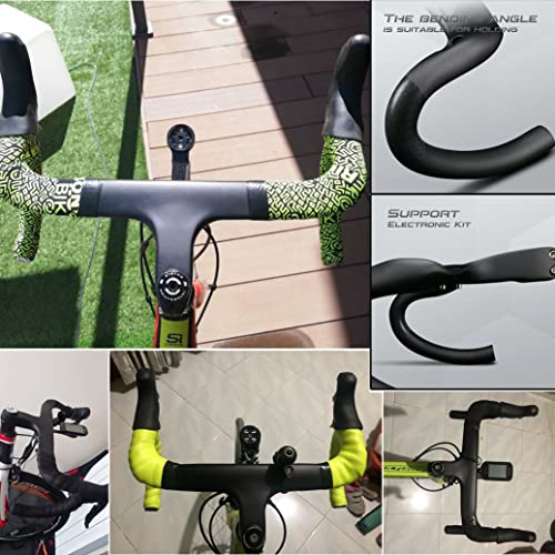 Bicycle Road Bike Handlebars Cabon Road Handle Bar Caron Fiber Bicycle Handle Drop Bars Aero Bars For Road Bike Internal Routing 1-1/8" Carbon Bike Handlebars Road Bike Integrated Stem 44Cm (440X90) #TOP3
