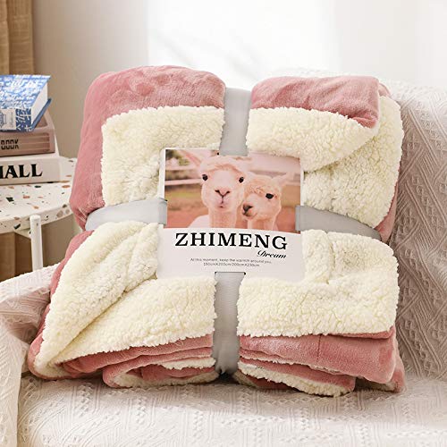 VR7 New Double Sherpa Fleece Throw Blanket Fluffy Solid Blankets for Bed and Couch Size 150x200cm (Pink, 150 x 200cm)