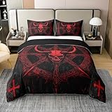 Loussiesd Ziegenkopf 100% Baumwolle Bettwäsche Set 135x200cm Gothic Art Bettbezug für Kinder Mädchen Jungs Mysterious Hippie Dekor Betten Zimmer Dekor Bettwäsche-Set