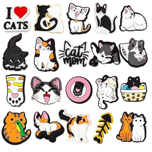 FUHAMJ 20 Piezas Pines Para Crocs Gato Zuecos, Adornos Para Zapatos Para Serie De Playa Verano, Accesorios De Decoración De Zapatos Pvc, Para Niñas Mujeres Niños, Regalos Fiesta Cumpleaños (C) FUHAMJ 20 Piezas Pines Para Crocs Gato Zuecos, Adornos Para Zapatos Para Serie De Playa Verano, Accesorios De Decoración De Zapatos Pvc, Para Niñas Mujeres Niños, Regalos Fiesta Cumpleaños (C)