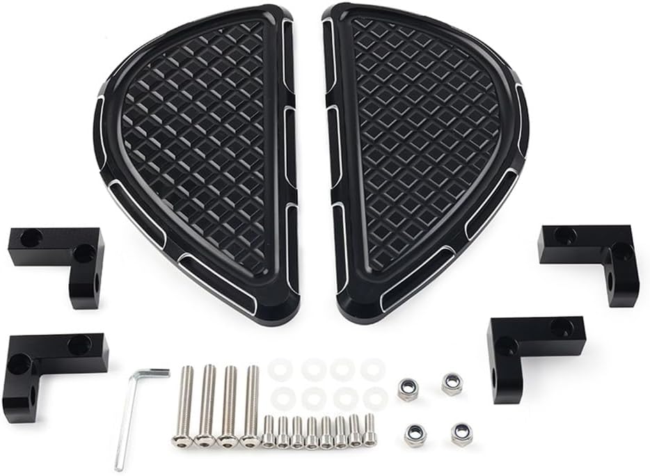 LIRU Motorcycle Rear Passenger Rider Foot Pedal Floorboards, Aluminium Foot boards Foot Rest Pad for Harley for Touring 1993+, Black and White