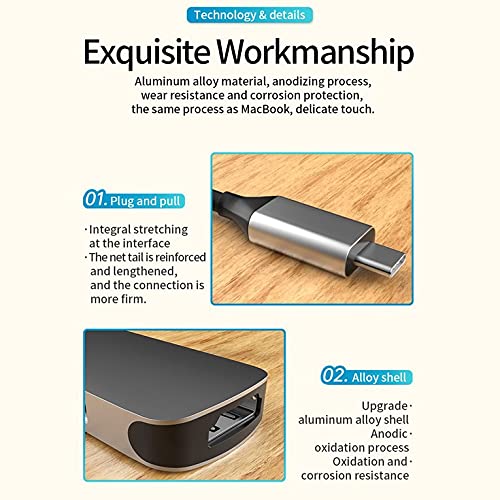 CNmuca Hub USB-C 5 em 1 USB-C para adaptador compatível com HDMI com estação de encaixe para leitor