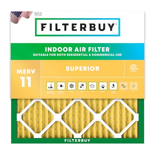 Filterbuy 20x20x1 Air Filter MERV 11 Allergen Defense (1-Pack), Pleated HVAC AC Furnace Air Filters Replacement (Actual Size: 19.50 x 19.50 x 0.75 Inches)