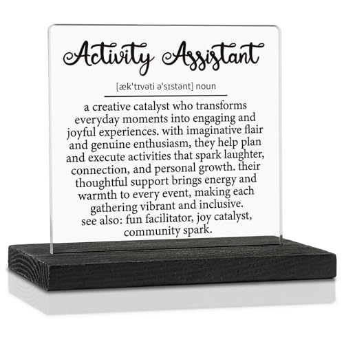 Activity Assistant Gifts for Recreation Professionals, Retirement or Appreciation Desk Decor, Thank You for Making a Difference in Senior Living Communities, Decor Sign Plaque VA65