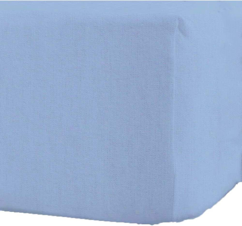 Amigozone Blue 100% Brushed Cotton Extra Deep 16"(40Cm) Flannelette Fitted Sheets (, 4Ft Small Double)