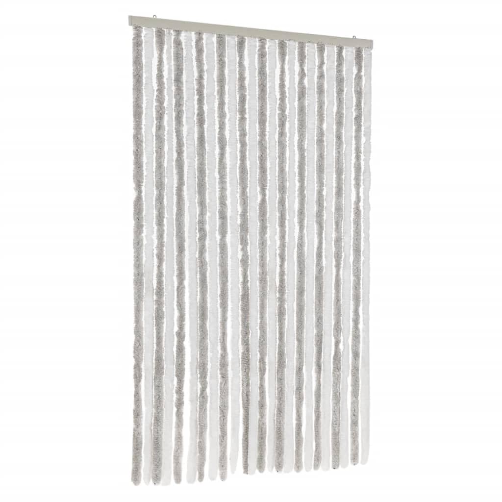 Rideau anti-mouches, gris clair et blanc, 100 x 200 cm