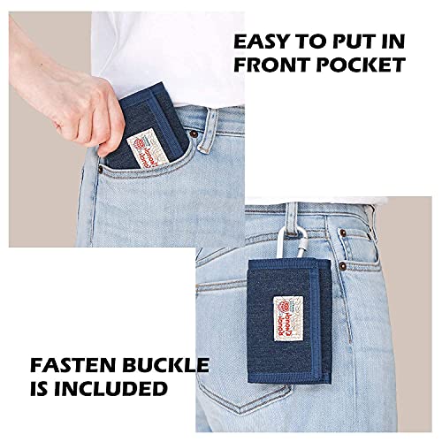 Rough Enough Kids Wallet For Teen Boy With Lanyard Keychain Trifold Canvas Denim Blue Casual #TOP5