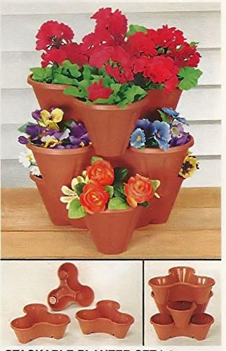 INDOOR/OUTDOOR STACKABLE PLANTERS - SET OF 3
