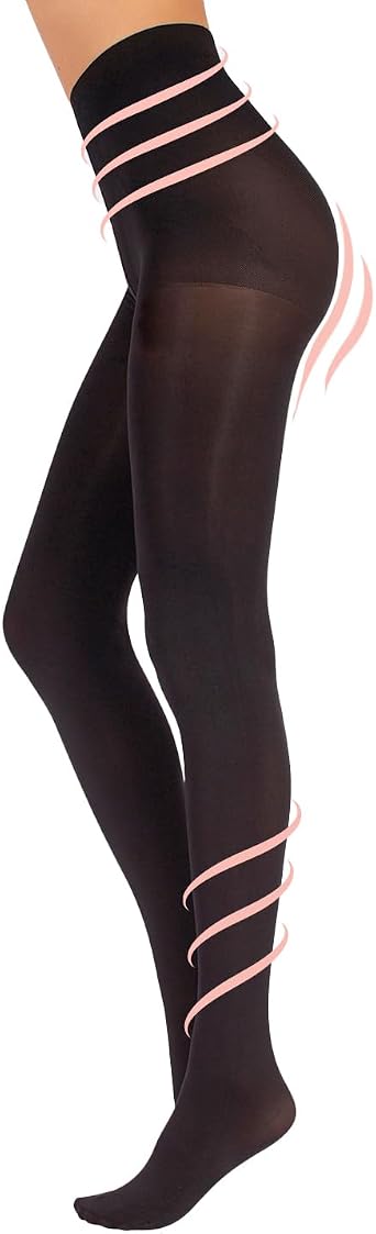 CALZITALY PACK 1/2 PAIRS Opaque Medium Support 8 mm/Hg | Shaper Tights | S, M, L, XL | Black | 100 DEN | Made in Italy |