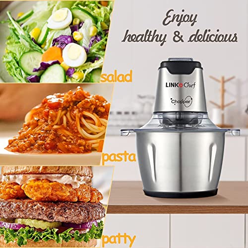 Linkchef Food Processor Electric, 8 Cup Food Chopper Meat Grinder With 4 Bi-Level Blades, 250W Stainless Steel Mincers For Kitchen, Vegetables, Onion, Garlic, Salad, Baby Food, Fruits, Nuts #TOP7